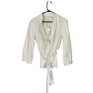 Worthington White 3/4 Sleeve Wrap Blouse